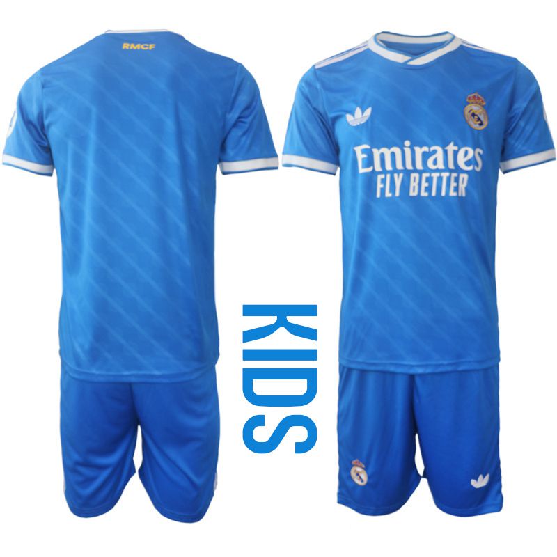 Youth 2025-2026 Club Real Madrid away blue blank Soccer Jersey->->Youth Jersey